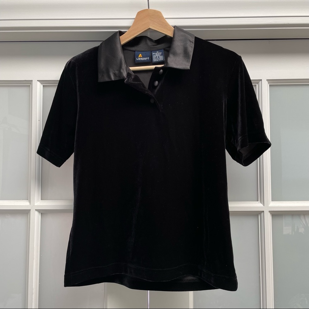 LizSport Black Velour Polo
